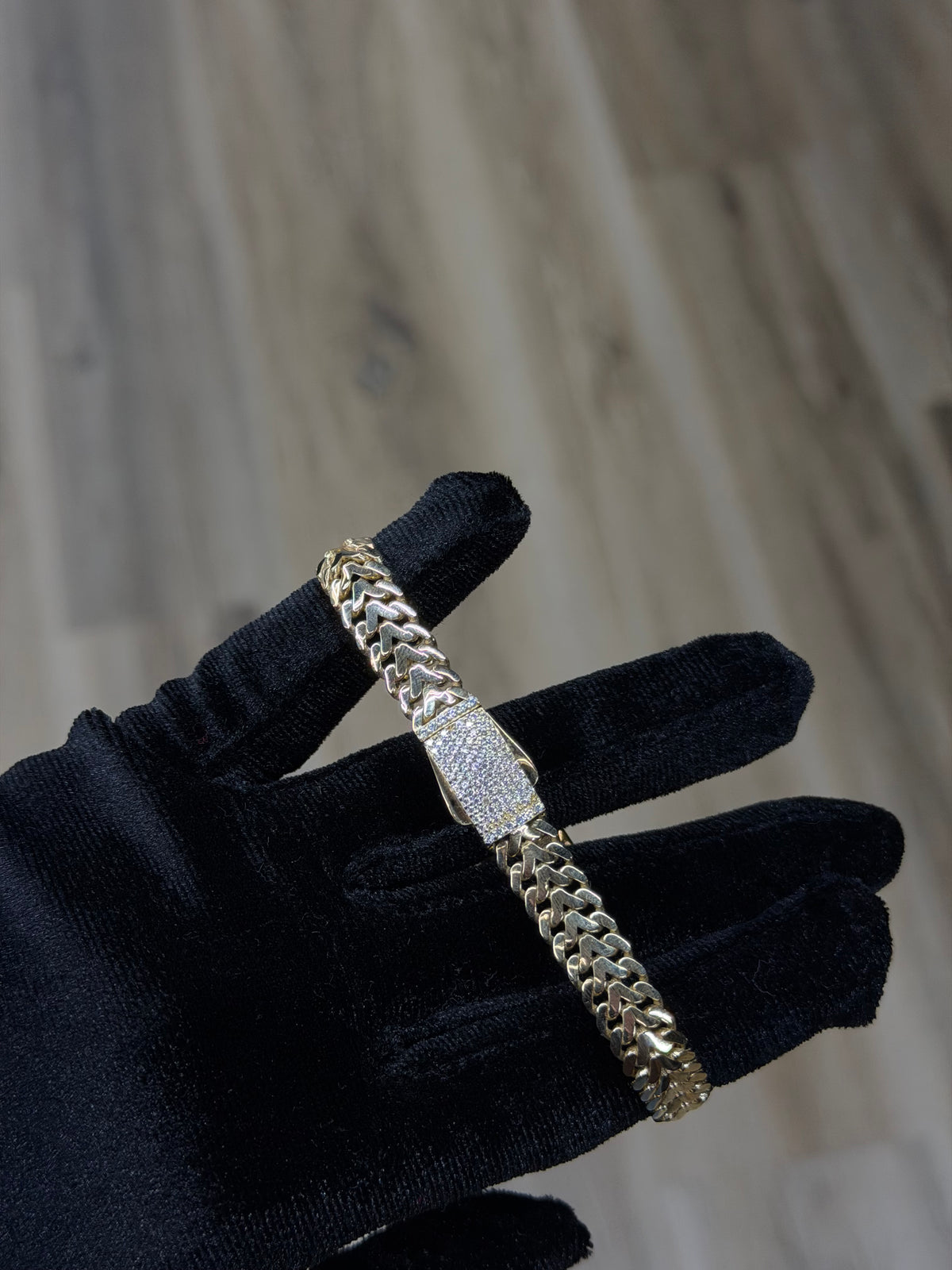 14K CZ ID Hollow Petatillo Bracelet