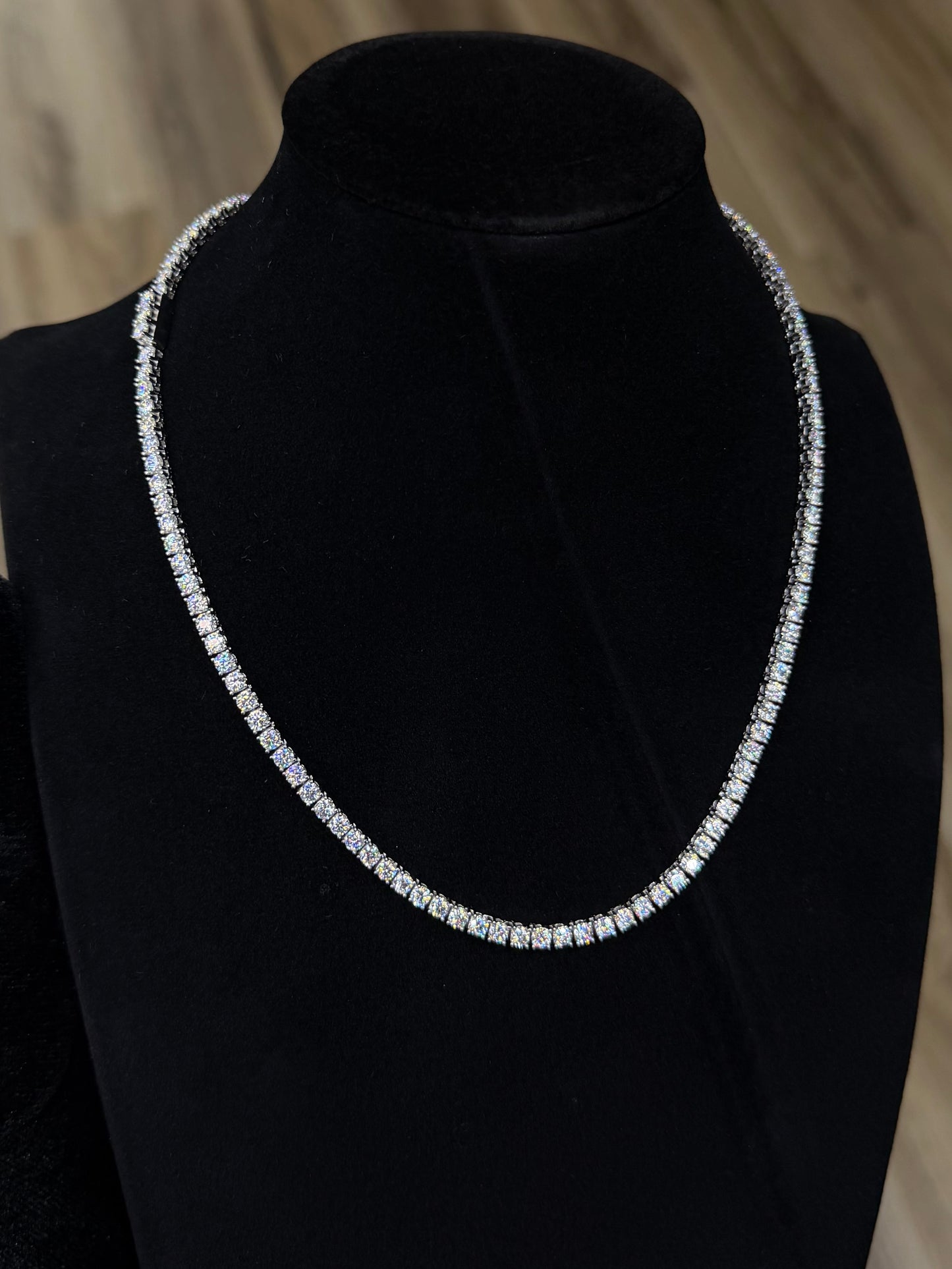 16" 3mm Silver Moissanite Tennis Chain