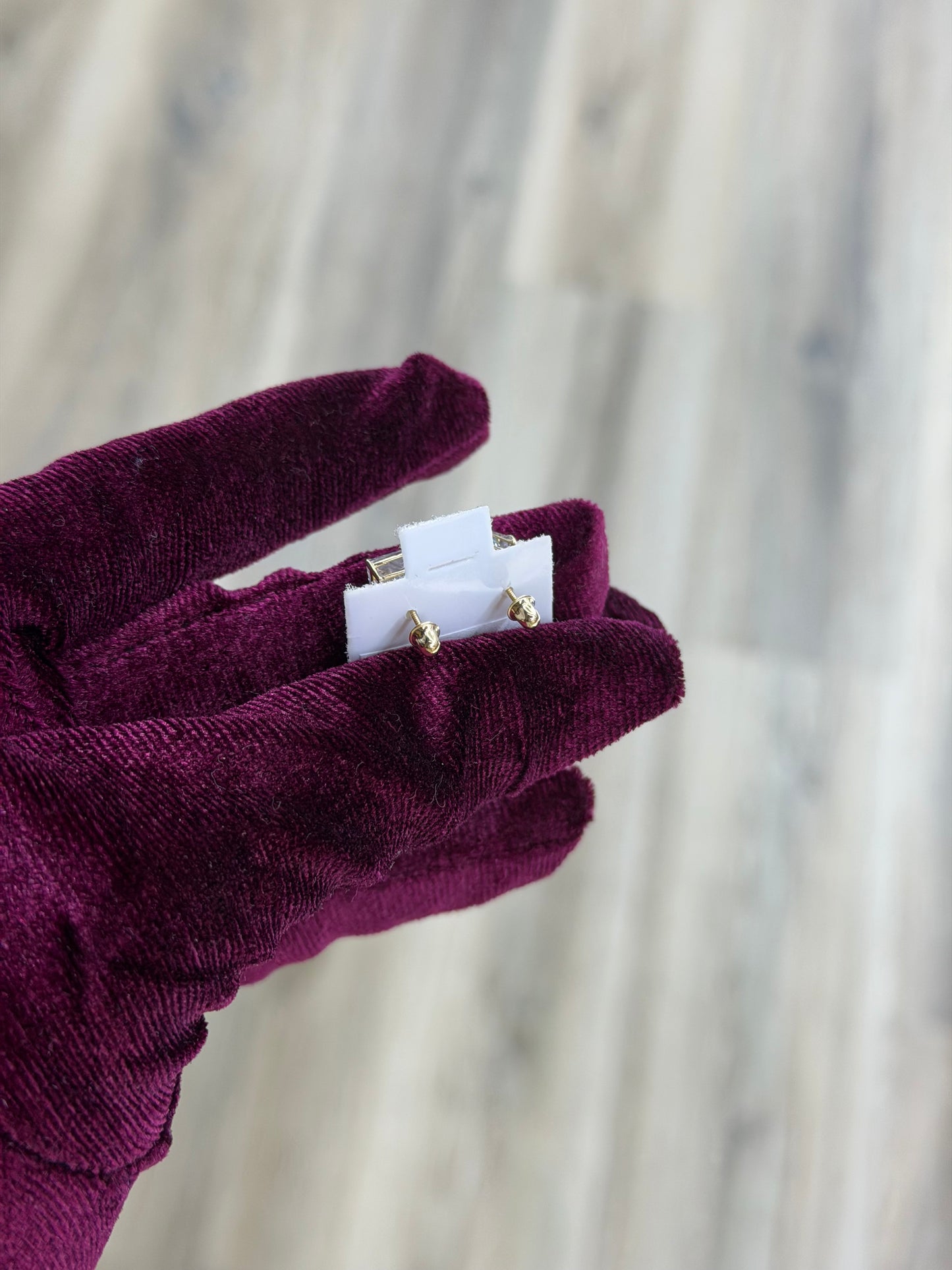14k 6mm Square CZ Earrings