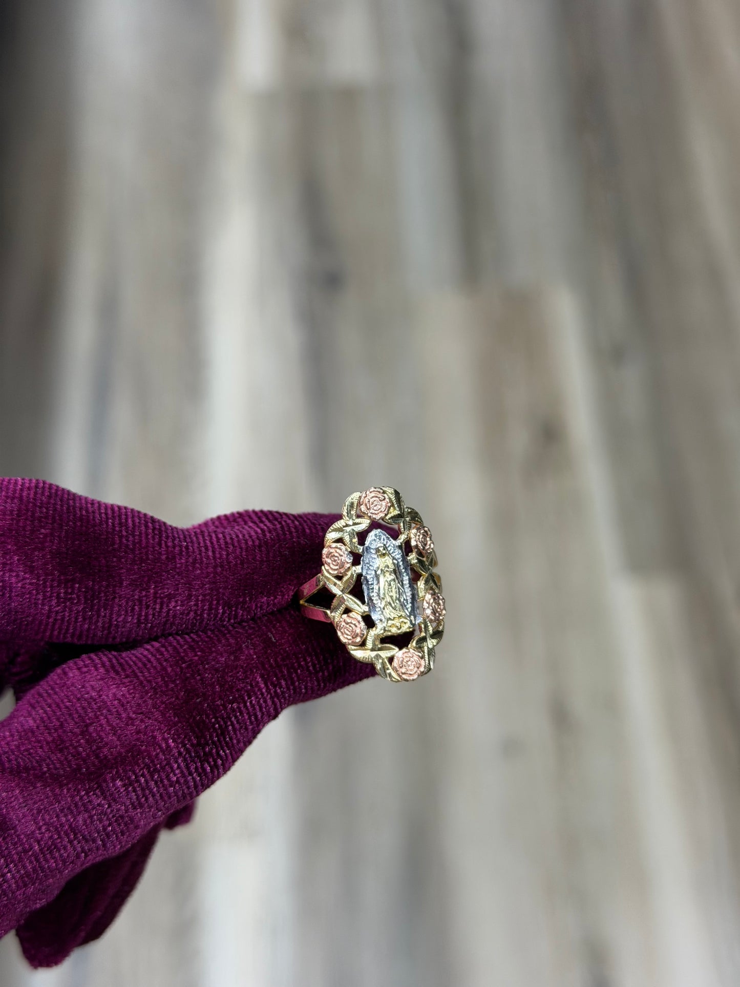 14K Tri-Color Virgen De Guadalupe Women Ring
