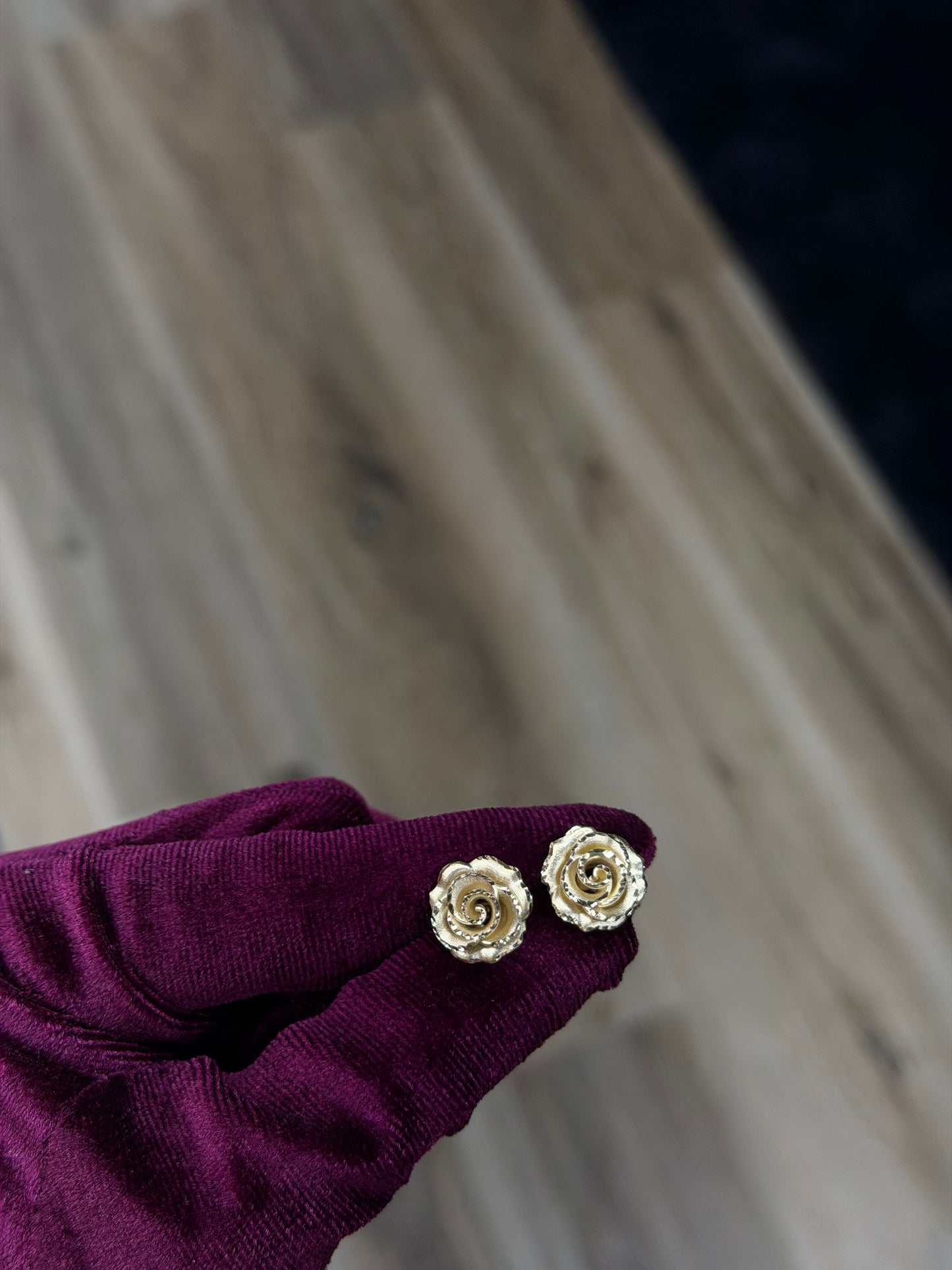14K 12mm Rose Earrings