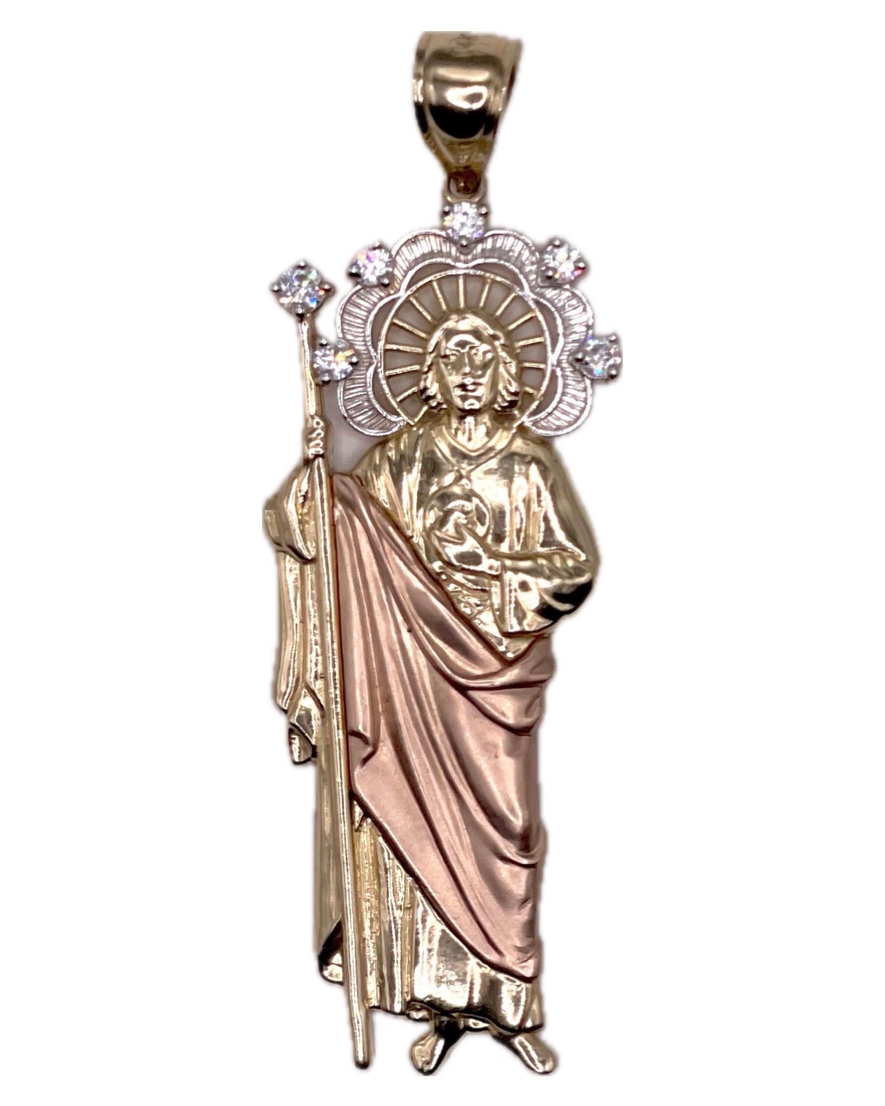 14K CZ Tri-Color San Judas Pendant