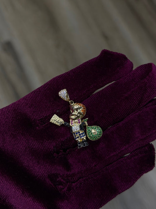 14K Multicolor CZ Richie Rich Pendant
