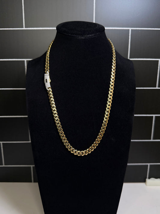 14K 18” Monaco Classic Pavé Lock Chain