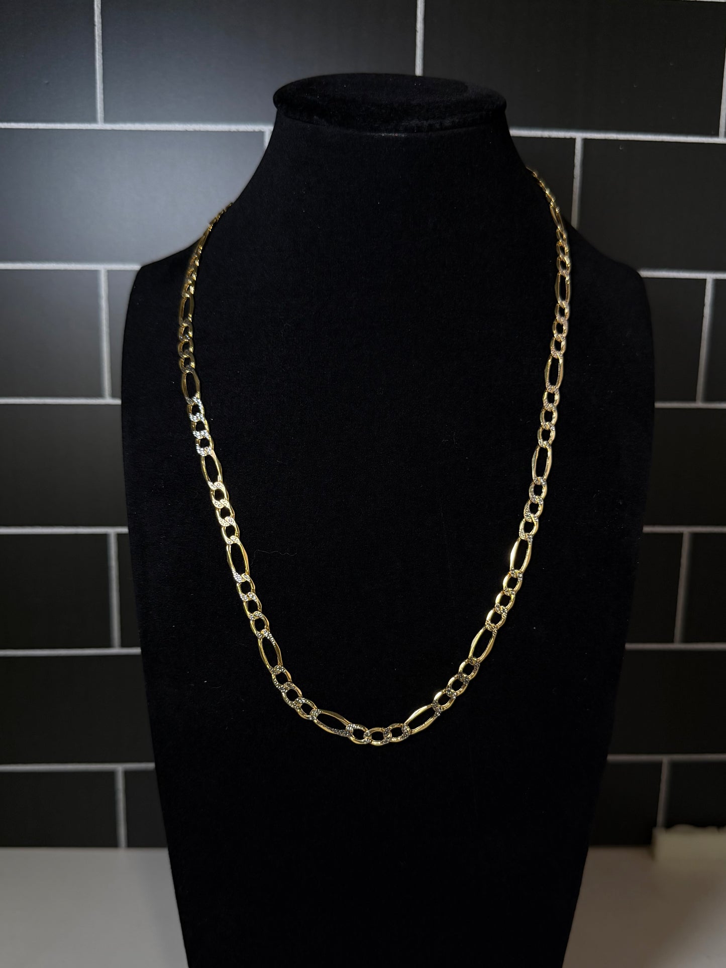 14K 20" Diamond Cut Figaro Chain