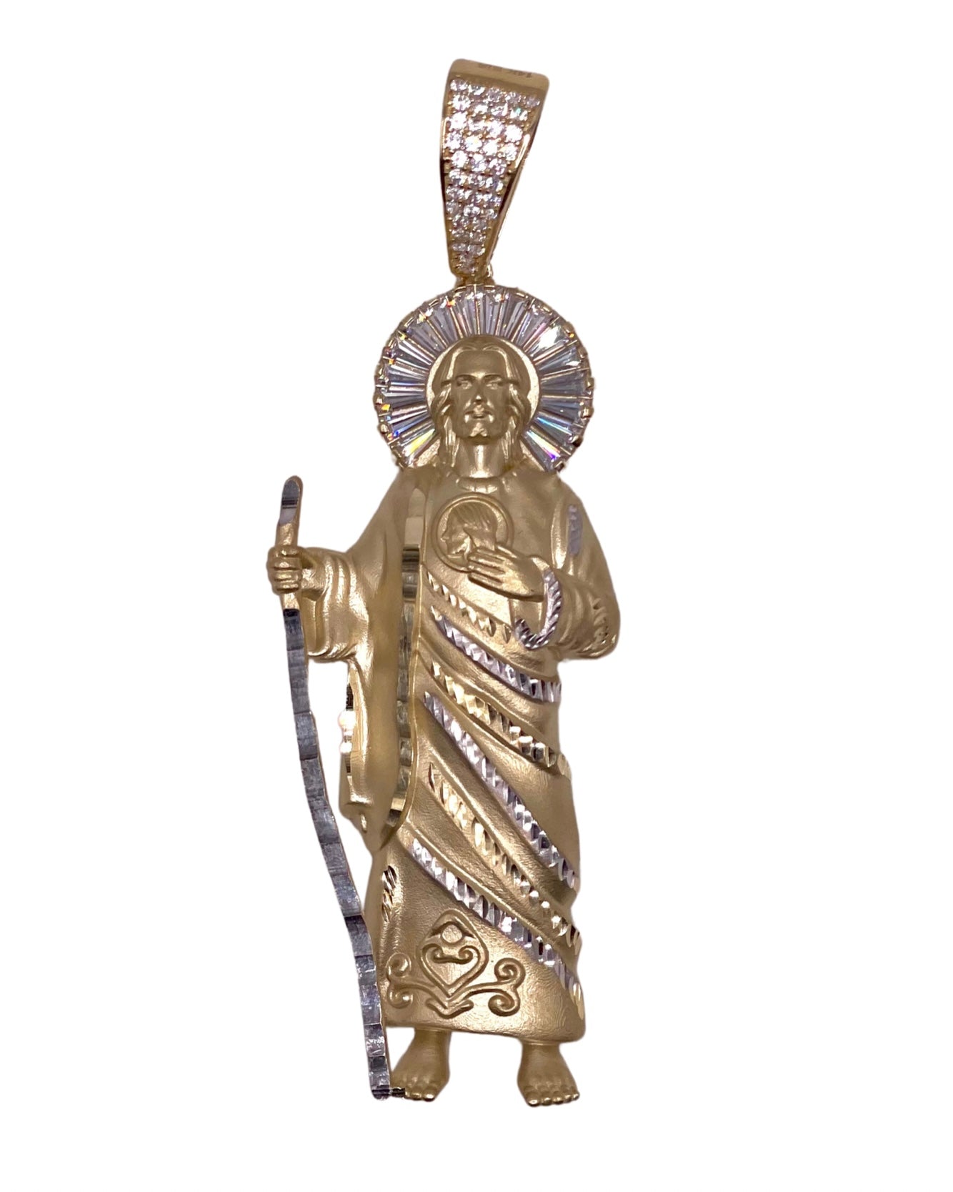 14K 2D CZ San Judas Pendant