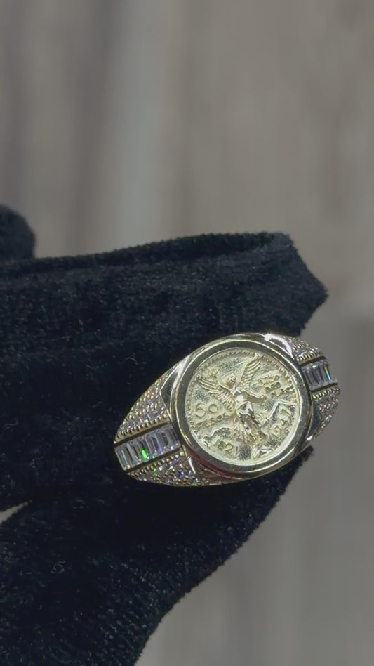14K Baguette CZ Centenario Men Ring